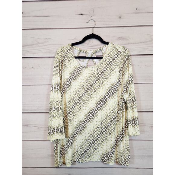 Chico's Womens‎ Multicolor Printed Stretch 3/4 Sleeve Round Neck Blouse Top XL - Picture 1 of 6